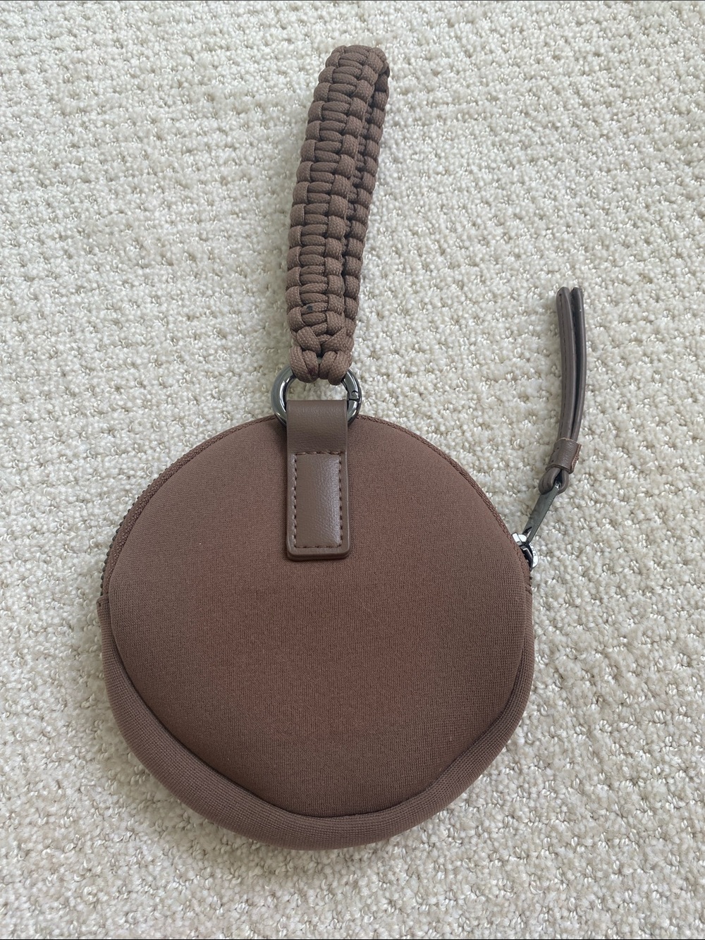 Athleta Chocolate Brown Round Wristlet Pouch with Braided Strap - Picture 3 of 6